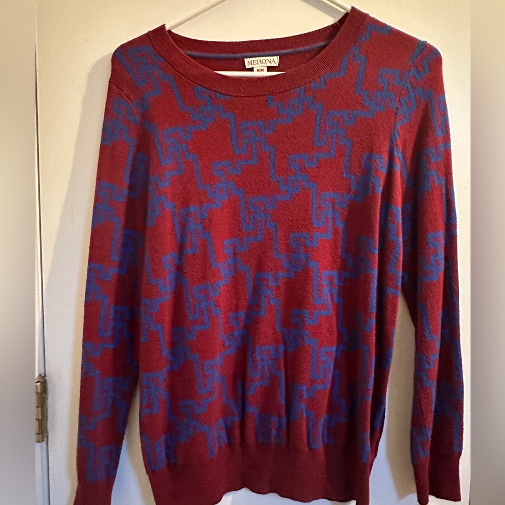 Vintage Target Merona Maroon & Blue Sweater Size Medium